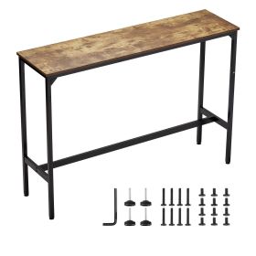 Bar Table, Sturdy Metal Frame High Top Pub Table, Narrow Long Kitchen Dining, Cocktail Counter Bar Height Desk, Easy to Assemble, 55x15x39 in