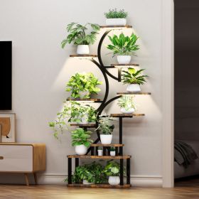 68.5" Tall 10-Tier Rack for Indoor Plants Plant Stand with 5 Grow Lights, S-Shaped Corner Plant Rack, Perfect for Living Room, Garden & Patio