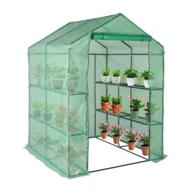 143x143x195cm Black Iron Pipe Steeple With 8 Pieces Grid Flower Stand With Zipper Rolling Door PE Cloth Greenhouse(SAME AS 54690859)
