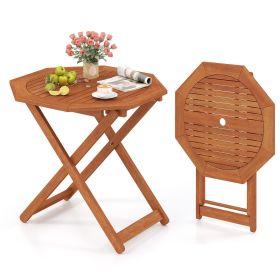 Octagon Folding Patio Table with 2 Inches Umbrella Hole