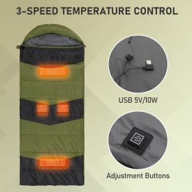 Rectangular Heated Sleeping Bag, Lightweight Sleeping Bag with Multi USB Powered Heating Pads