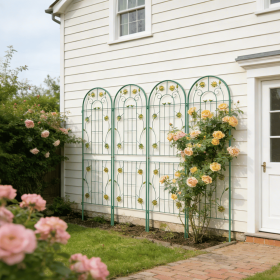 4 Pack Metal Garden Trellis 71" x 19.7" Rustproof Trellis for Climbing Plants Outdoor Flower Support Green