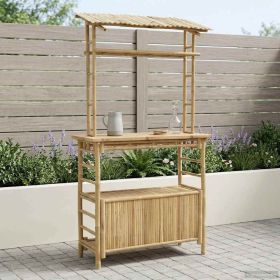 Outdoor Bar Table with Storage Natural 110 x 50 x 210 cm Bamboo