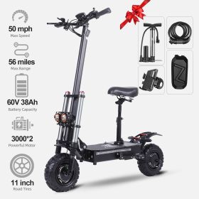 WHOSU  Electric Scooter Adults, 6000W Dual Motor Up to 50 mph, 62 Miles Range, 4 Braking System, 11'Off-Road Folding E-Scooter for Adults