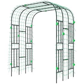 Garden Arch Trellis, 8 FT Tall Metal Plant Trellis Support with Climbing Net, Cucumber Trellis for Climbing Plants