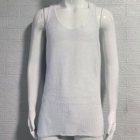 Men's Summer Loose Sleeveless Knitted Vest (Option: White-M)