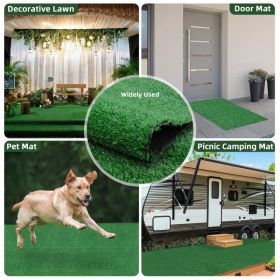 5ft X 10ft Artificial Grass Turf With Drainage Holes, 0.6' Thick Low Pile Fake Lawn Mat With Rubber Backing - Budget-Friendly Indoor Outdoor Pet (Option: Grassheight06inches15cm)