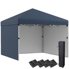 10 x 10 Pop Up Canopy with Sidewalls, Weight Bags and Carry Bag, Height Adjustable Tent for Parties, Navy (Option: Navy Blue-1180x215x260 mm)
