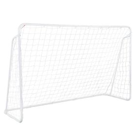 8X5ft Soccer Goal Training Set With Net Buckles Ground Nail Football Sports For Teens & Adults Training (Option: White)