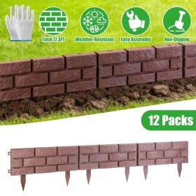 Garden Landscape Edging,12PCS Stone Border Fence, Flexible Adjustable Edging With Snap-In Design, Weather Resistant PP Material For Lawn Flower B (Option: Aspic)