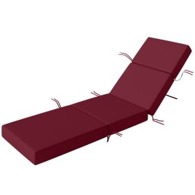 Chaise Lounge Cushion, 4" Thick Outdoor Lounge Chair Cushion with Ties for Patio, 21" x 72", Red (Option: Red-510x440x160 mm)