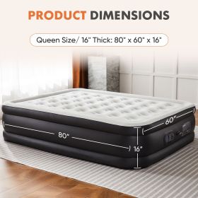Air Mattress - 18" Inflatable Blow Up Mattress Airbed with Built-in High Capacity Pump, Double Height, Adjustable, Non-Slip Bottom Design (size: Queen/16in)